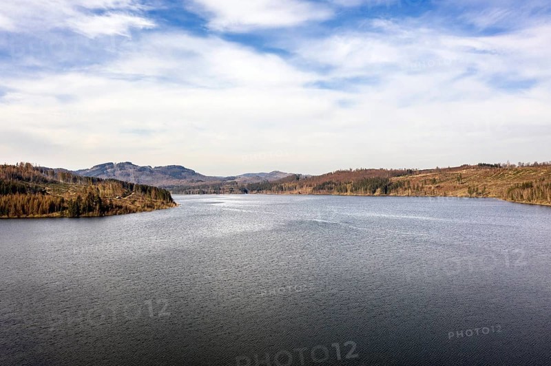 Dam of the Granetal dam. The dam has a capacity of 46.4 million cubic metres of water, Langelsheim, 07.04.2023
