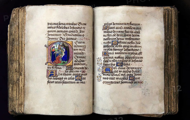 Illustrations from a historical book in the monastery library of the Strahov Praemonstratensian Monastery, Prague, Czech Republic, Europe