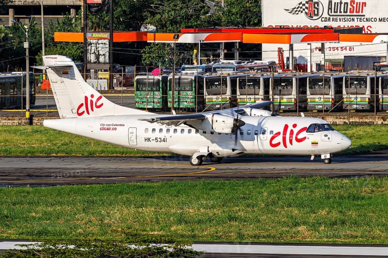 A Clic ATR 42-600 aircraft with registration HK-5341 at Enrique Olaya Herrera Airport in Medellin, Colombia, South America