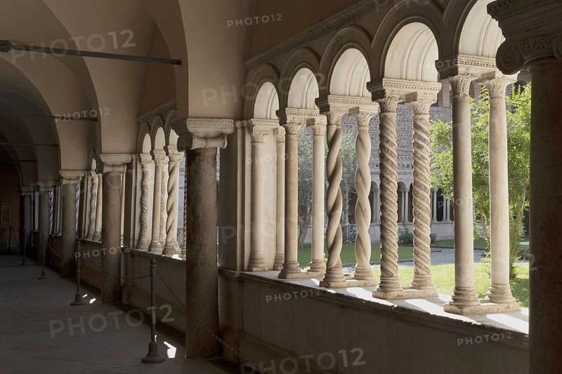 Cloister of the monastery, Lateran Basilica, Basilica San Giovanni in Laterano, Cathedral of the Diocese of Rome, Monti district, Rome Italy