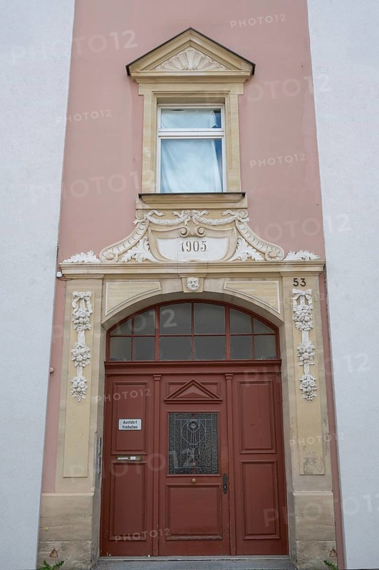 House entrance built in 1905, Art Nouveau, Bamberg, Upper Franconia, Bavaria, Germany, Europe
