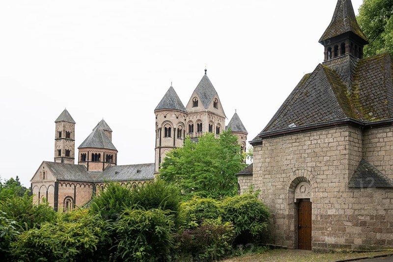 Romanesque monastery church, Benedictine Abbey Maria Laach, Eifel, Rhineland-Palatinate, Germany, Europe