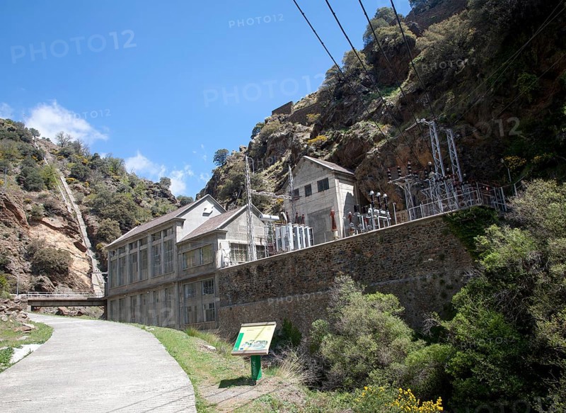HEP electricity generation River Rio Poqueira gorge valley, High Alpujarras, Sierra Nevada, Granada Province, Spain, Europe