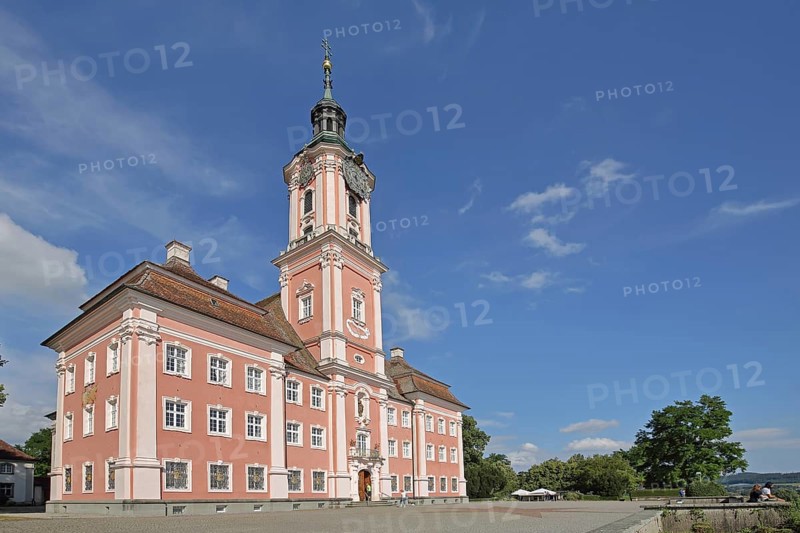 Baroque basilica, pilgrimage church, view of lake, Birnau, Uhldingen-Mühlhofen, Obersee, Lake Constance, Lake Constance area, Baden-Württemberg, Germany, Europe