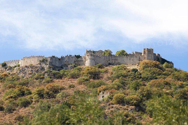 Citadel of the Byzantine ruined city of Mystras or Mistra on the Taygetos Mountains, UNESCO World Heritage Site, Laconia, Peloponnese, Greece, Europe