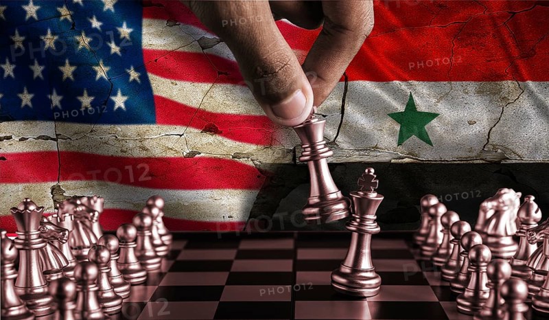 USA vs Yemen flag concept on chessboard. Conflict between USA and Yemen on pieces of chessboard. War between Yemen and USA