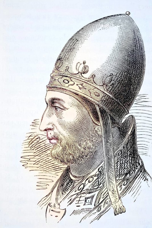 Pope Adrian IV or Hadrian IV, born between 1100 and 1159, the only pope born in England. From The National and Domestic History of England by William Aubrey, published in London around 1890, Historical, digitally restored reproduction from a 19th century original, Record date not stated