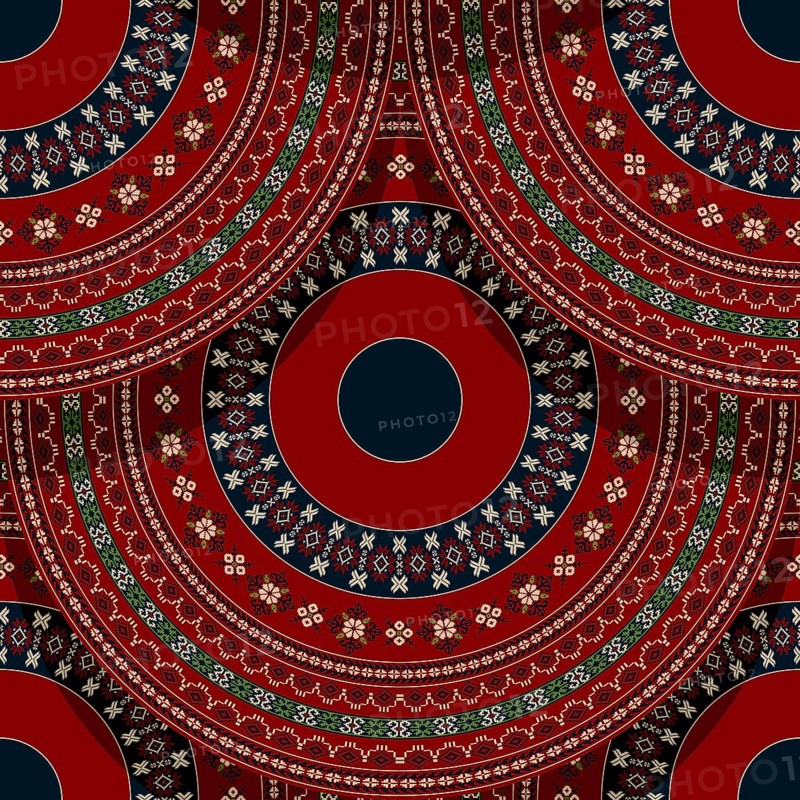 Seamless Latvian embroidery circular pattern, vector template for your design