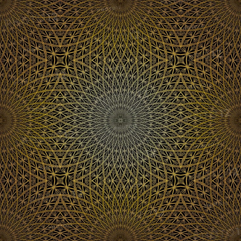 Geometric gold lace seamless pattern. Arabic tile lattice vector background.