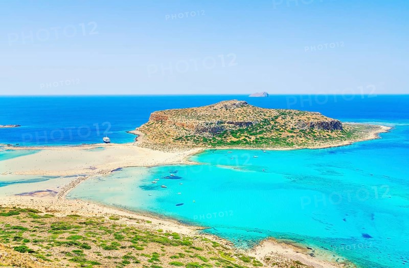 View of Balos bay and Gramvousa Peninsula, Chania, Crete, Greece, Europe