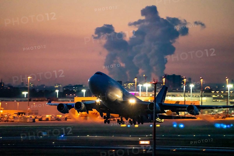 Boeing 747-400, cargo version, of the Moldovan charter airline Terra Avia, takes off at Cologne-Bonn Airport, CGN, Runway 14L/32R, Cologne, North Rhine-Westphalia, Germany, Europe