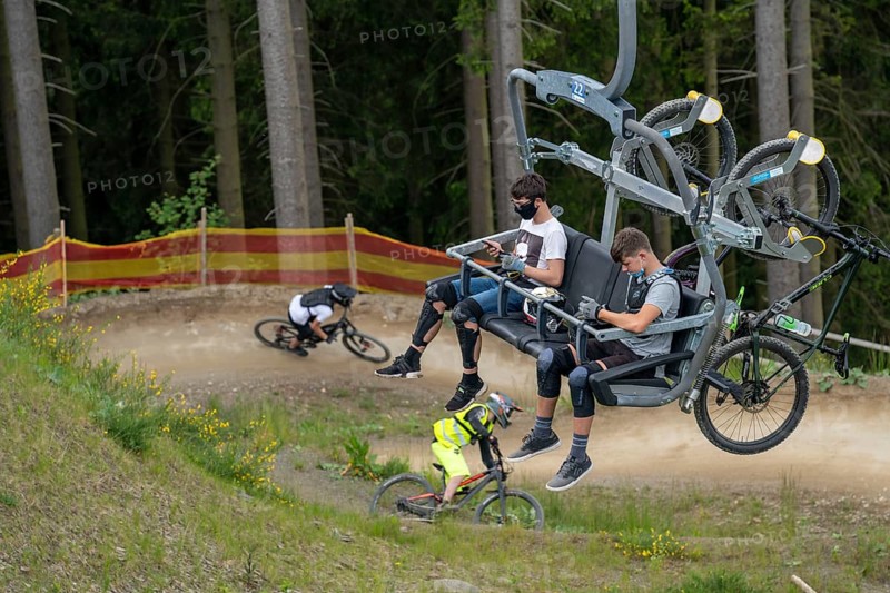 Bikepark Winterberg, on the Kappe mountain, 11 mountain bike downhill trails, in all levels of difficulty, Sauerland, North Rhine-Westphalia, Germany, Europe