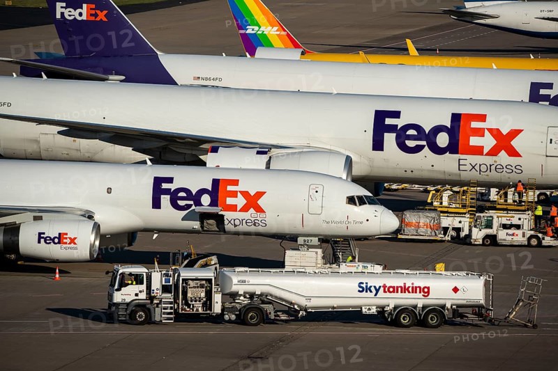 Cologne-Bonn Airport, CGN, cargo planes standing in front of the air cargo centre, being loaded and unloaded, North Rhine-Westphalia, Germany, Europe