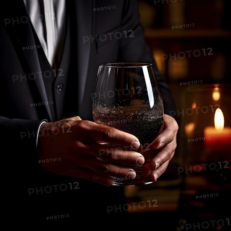 AI generated sommelier gripping a glas of red wine