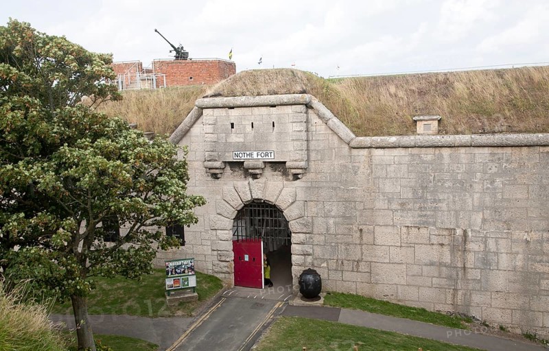Entrance doorway to Nothe Fort built in 1872 Weymouth, Dorset, England, United Kingdom, Europe