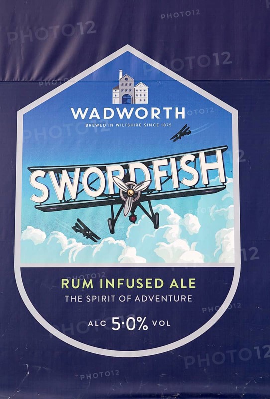 Billboard traditionally brewed beer advertising poster at Wadworth brewery, Devizes, Wiltshire, England, UK
