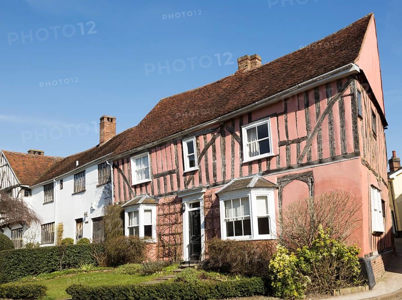 Historic half-timbered building house called Cordwainers, Lavenham, Suffolk, England, UK