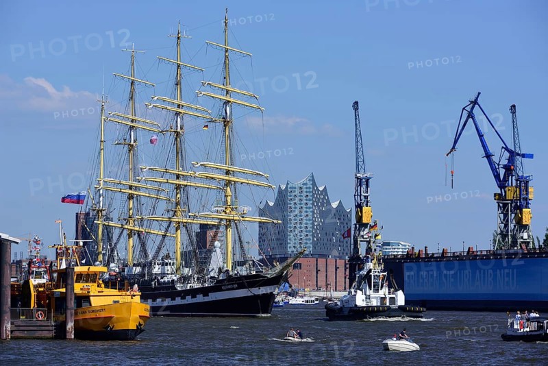 Germany, Hamburg, harbour, harbour birthday, Kruzenshtern, Elbe Philharmonic Hall, Europe