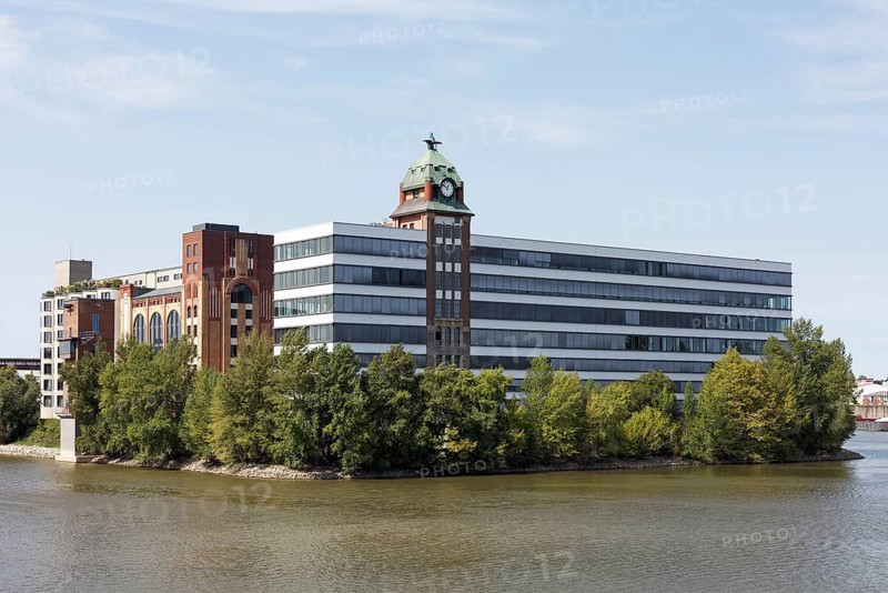 Plange Mill from 1906, converted into an office building, Düsseldorf harbour, Düsseldorf, North Rhine-Westphalia, Germany, Europe