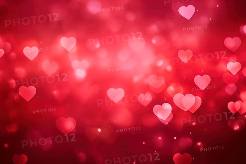 A romantic and dreamy background featuring heart-shaped bokeh lights, perfect for Valentine's Day or love-themed designs, AI generated