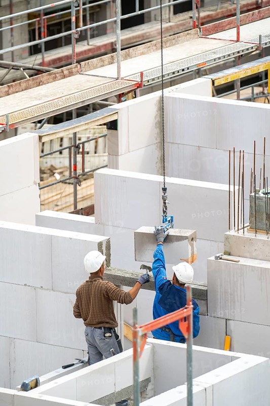 Construction site, new construction of apartment blocks, shell construction, North Rhine-Westphalia, Germany, Europe
