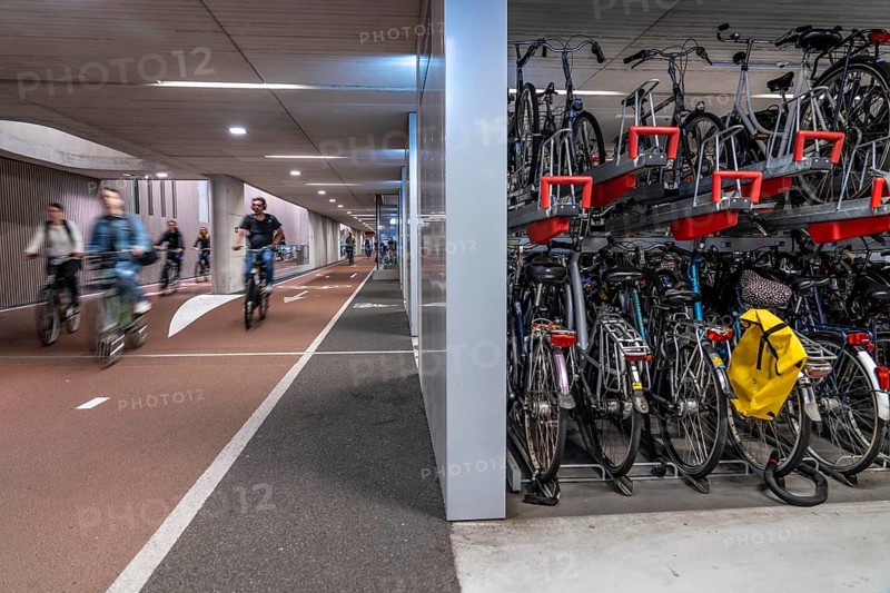 Bicycle car park at Utrecht Centraal railway station, Stationsplein, 3 underground levels, over 13, 000 parking spaces, considered the largest bicycle car park in the world, Utrecht, Netherlands