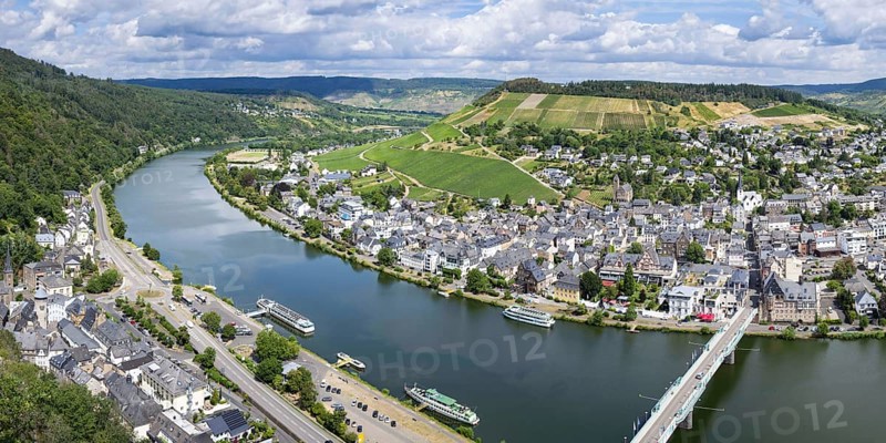 Panorama from the ruins of Grevenburg Castle on Traben-Trarbach, Moselle, Bernkastel-Wittlich district, Rhineland-Palatinate, Germany, Europe