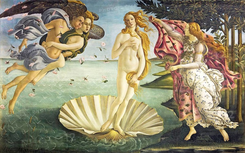 Die Geburt der Venus, Birth Of Venus (1485), Painting by Sandro Botticelli (1 March 1445, 1510), one of the most important Italian painters and draughtsmen of the early Renaissance, Historic, digitally restored reproduction from an original, Record date not stated