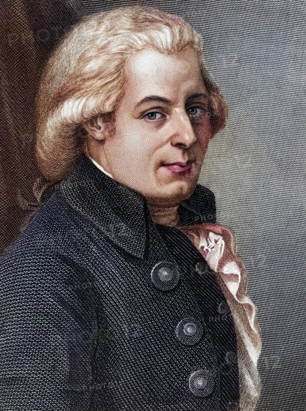 Wolfgang Amadeus Mozart 1756-1791 Österreichischer Komponist und Musiker, Wolfgang Amadeus Mozart 1756-1791 Austrian composer and musician 19th century engraving after painting by Johann Heinrich Wilhelm, Historic, digitally restored reproduction from a 19th century original, Record date not stated