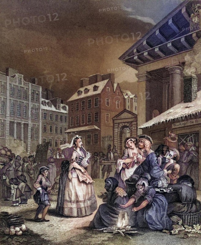 Times of the Day Morning From the original picture by Hogarth from The Works of Hogarth published London 1833, Times of the Day Morning From the original picture by Hogarth from The Works of Hogarth published London 1833, Historic, digitally restored reproduction from a 19th century original, Record date not stated