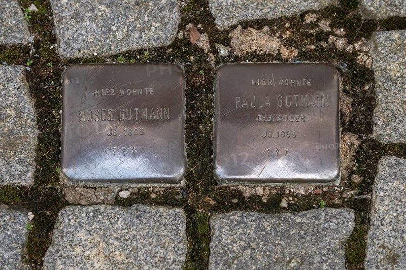 Stumbling stones, remembrance of Jewish fellow citizens who were persecuted, murdered and deported by National Socialism during the Nazi era, Schnaittach, Middle Franconia, Bavaria, Germany, Europe