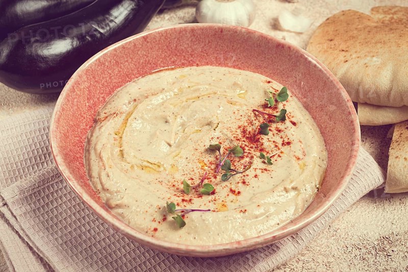 Hummus, chickpeas appetizer, traditional Lebanese cuisine, homemade, no people