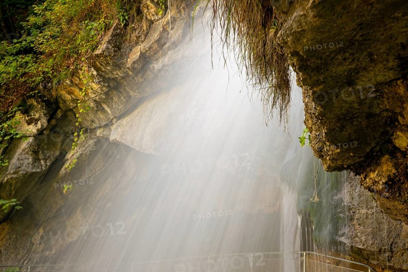 The Giessbach Waterfall on the Mountain Side in Long Exposure in Brienz, Bern Canton, Switzerland, Europe