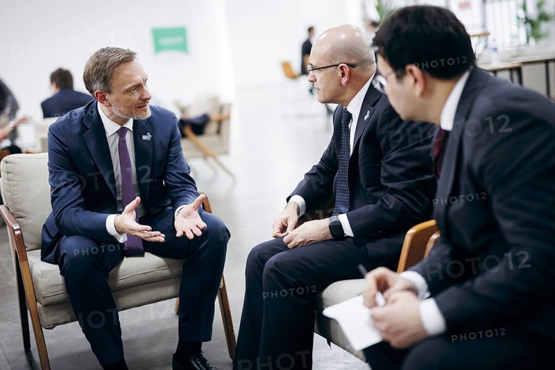 Christian Lindner (FDP), Federal Minister of Finance, meets Mehmet Simsek, Minister of Finance of Turkey for talks at the G20, G7 Finance Ministers and Central Bank Governors Meeting, in Sao Paulo, 28 February 2024. Photographed on behalf of the Federal Ministry of Finance (BMF)