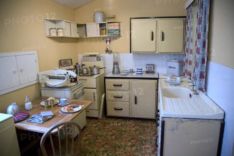 1950s kitchen, Museum of East Anglian Life, Stowmarket, Suffolk, England, UK UK now called the Food Museum
