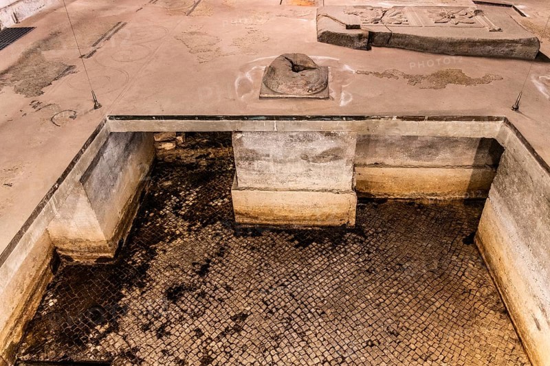 Archaeological excavations from early Christian and Roman times, Basilica Paleocristiana under the Concordia Sagittaria Cathedral, medieval old town, Veneto, Friuli, Italy, Concordia Sagittaria, Veneto, Italy, Europe