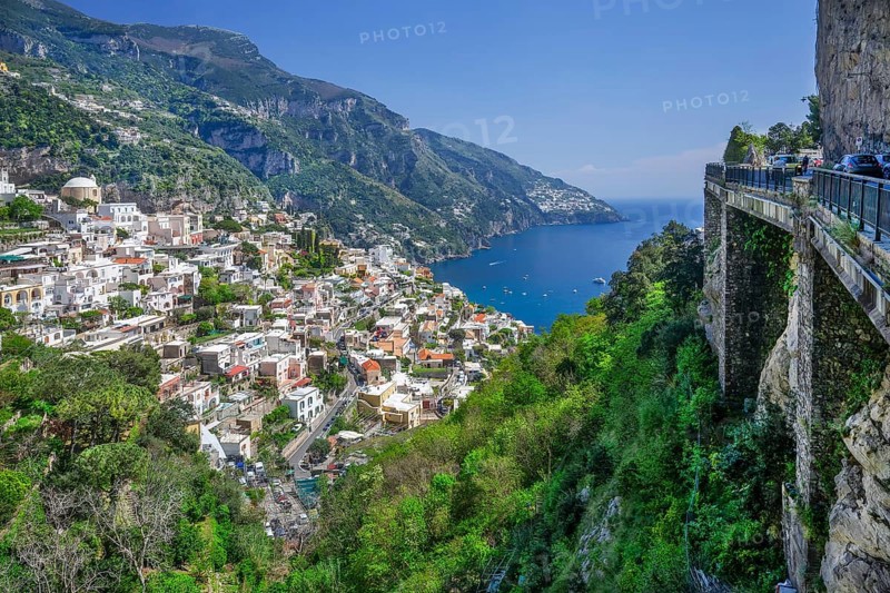 Panorama of the village on the cliffs above the sea, Positano, Amalfi Coast, Amalfitana, Campania, Italy, Europe