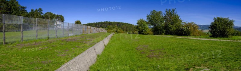 Point Alpha memorial near Geisa, border tower and border fortifications, Green Belt, former border, border fortifications, Wartburg district, Thuringia, Hesse, Germany, Europe