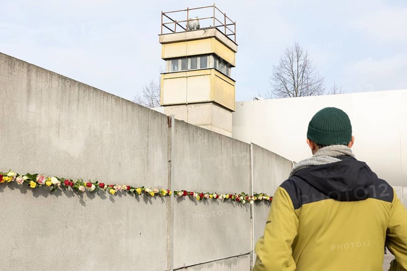 The Wall decorated with roses at the central commemorative event at the Berlin Wall Memorial to mark the 35th anniversary of the fall of the Wall in Berlin, 9 November 2024