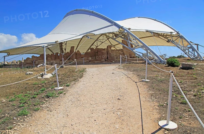 Hagar Qim neolithic megalithic prehistoric temple complex site, Malta, Europe