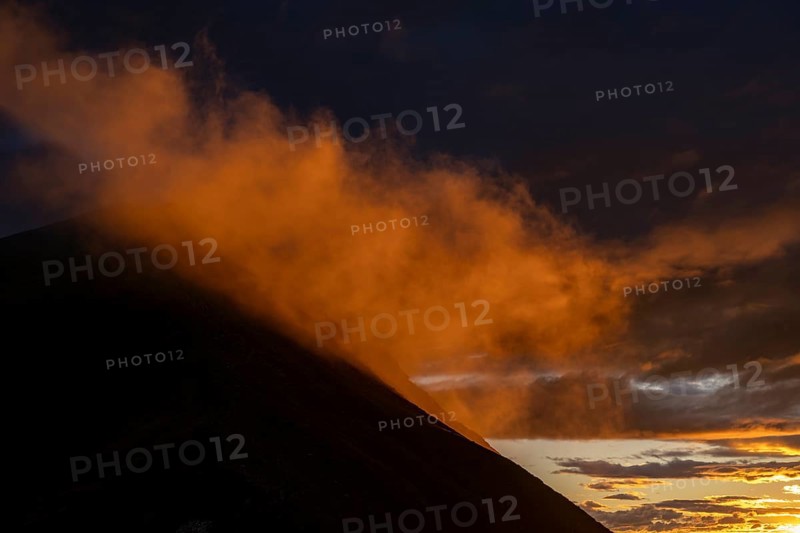 Montafon mountains with dramatic cloudy sky at sunset, Tschagguns, Rätikon, Montafon, Vorarlberg, Austria, Europe
