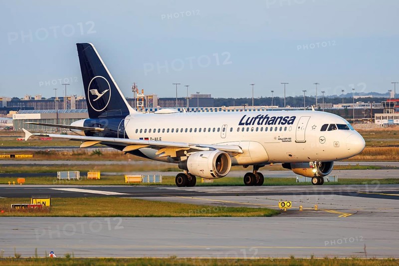 A Lufthansa Airbus A319 aircraft with the registration D-AILE at the airport in Frankfurt, Germany, Europe