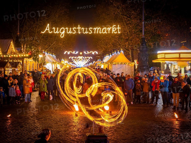Christmas market on the main street in Dresden Neustadt, Dresden, Saxony, Germany, Europe