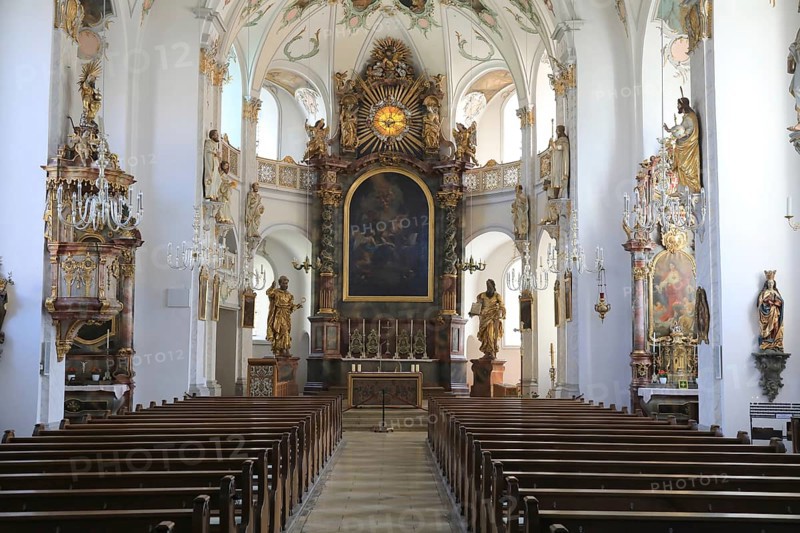 Parish Church of St Magdalena, Interior, Altar, Fürstenfeldbruck, Upper Bavaria, Bavaria, Germany, Europe