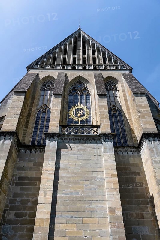 Detailed view, east facade of Salem Minster, tracery, church windows, Gothic architectural style, Salem, Lake Constance, Lake Constance district, Baden-Württemberg, Germany, Europe