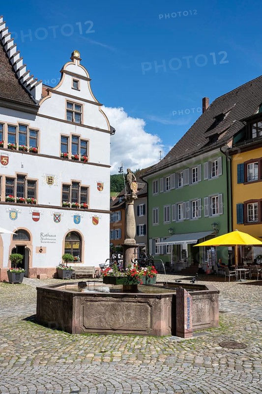 The town hall on the market square in the historic old town centre of Staufen im Breisgau, wine-growing region, Markgräflerland, Black Forest, Baden-Württemberg, Germany, Europe