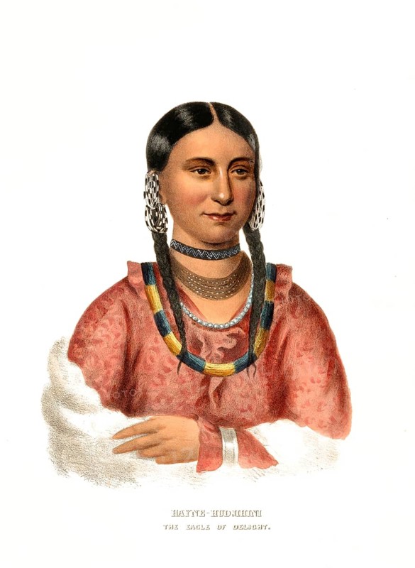 American Indian, Native American, Hayne Hudjihini, Eagle Of Delight, a woman from the Ottoe tribe, United States of America, USA, Painting by Charles Bird King (1785, 1862), c. 1840, Historic, digitally restored reproduction from a 19th century original, Record date not stated, North America
