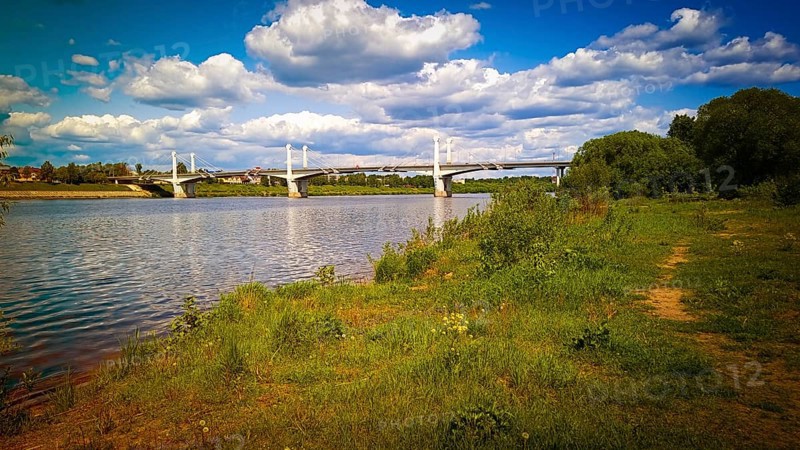 City of Kimry-Savelovo, Tver region, bridge over the Volga river, mobile photo