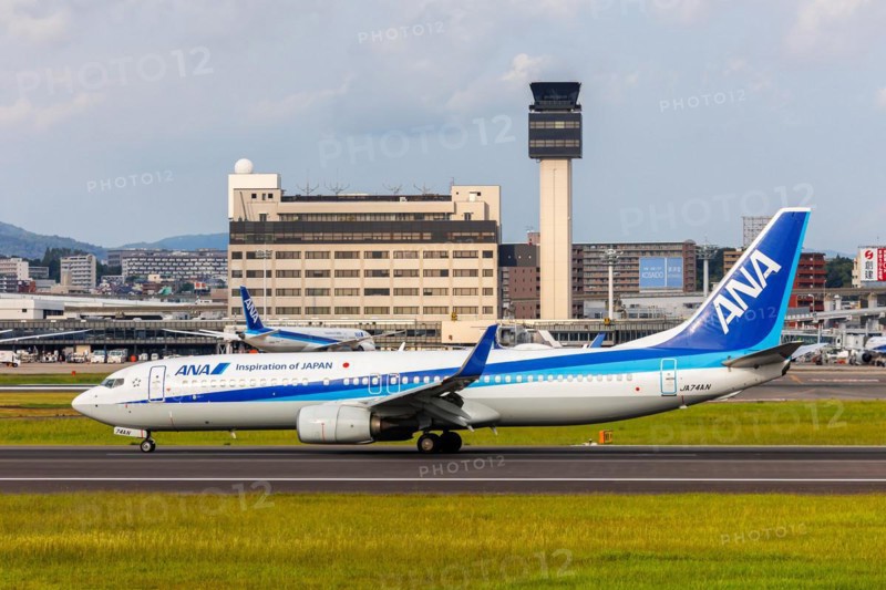 An ANA All Nippon Airways Boeing 737-800 aircraft with registration number JA74AN at Itami Airport (ITM) in Osaka, Japan, Asia