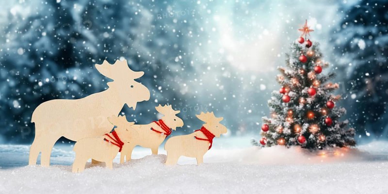 Christmas card Christmas card with reindeer moose panorama and textfreiraum Copyspace in Stuttgart, Germany, Europe